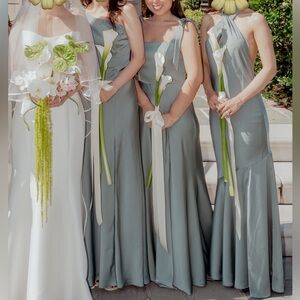 Birdy Grey Matte Satin Bridesmaid Alex dress in Sea Glass